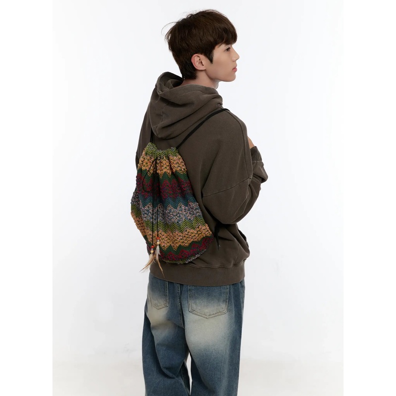 ZigZag Pattern Backpack IS529 Red One Size