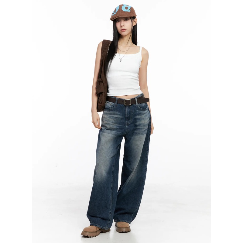 Aisha Washed Baggy Jeans CC1109 Dark blue S