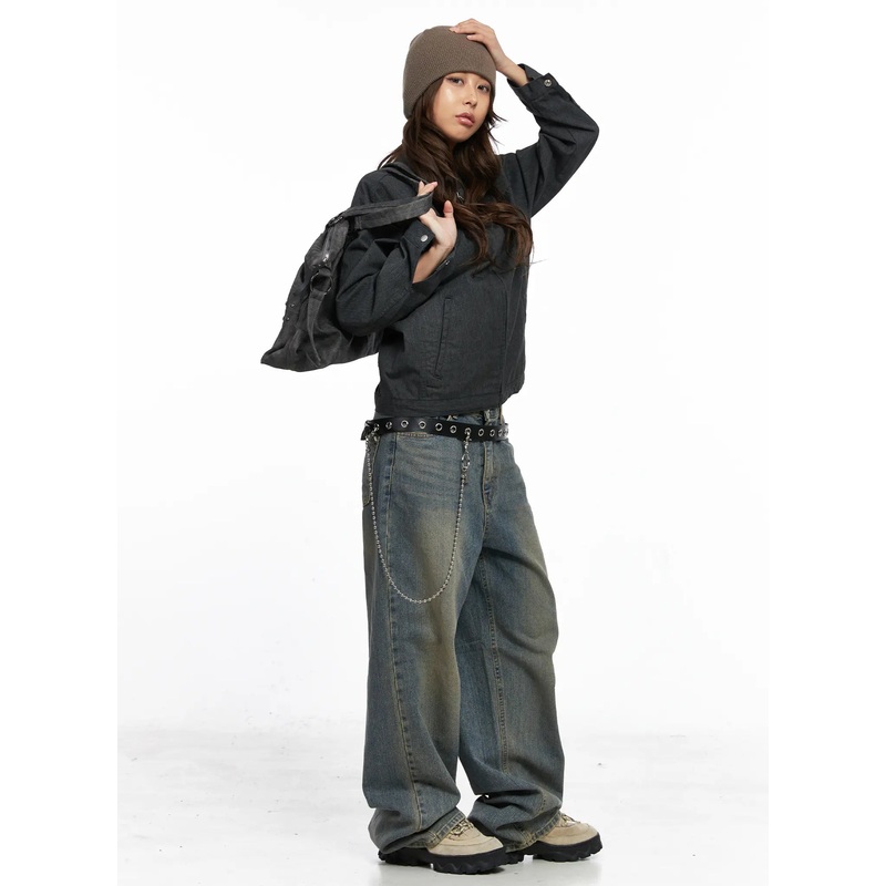 Denim Biker Jacket CO513 Dark gray M/L