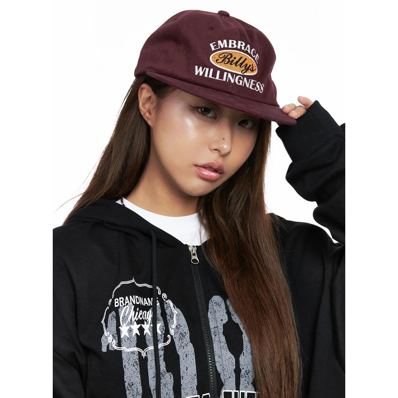 Embroidered Flat Cap CO513 Dark red One Size