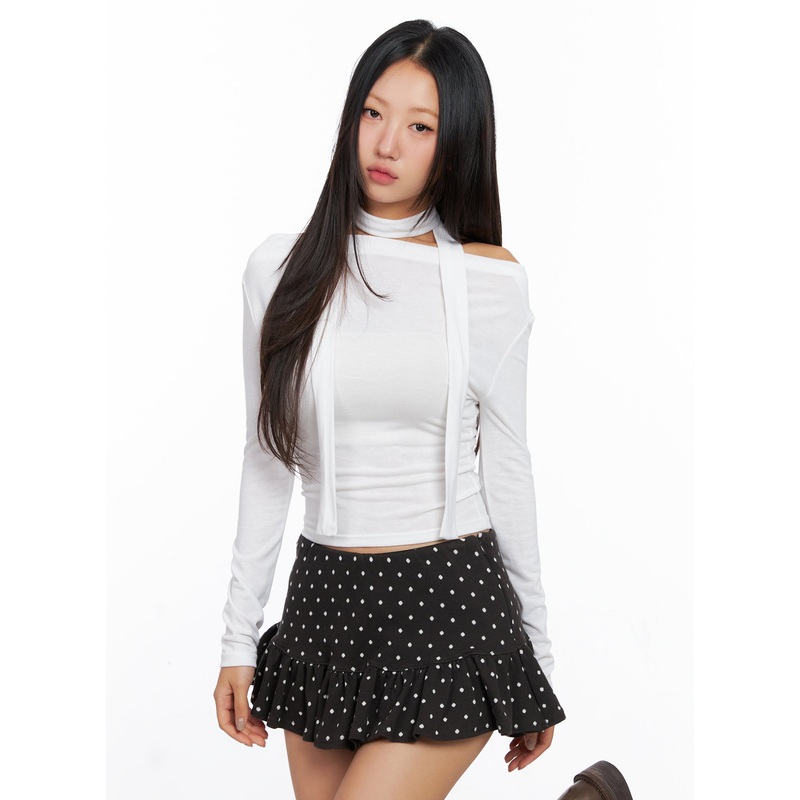 Chic Scarf Long Sleeve Top CO514 White S/M