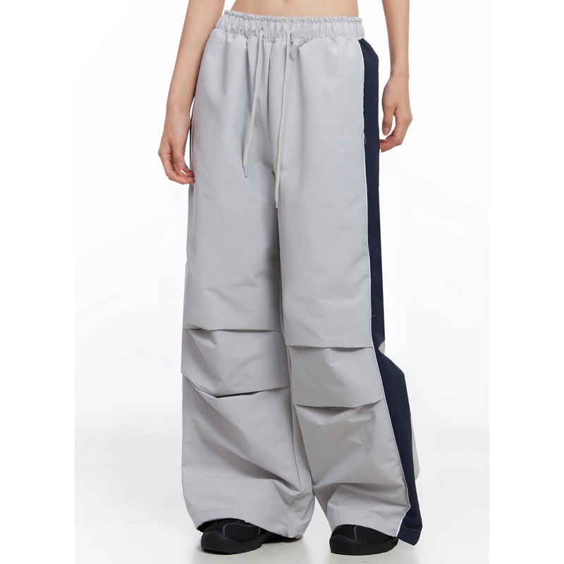 Two-Tone Parachute Pants IO516 Gray M/L