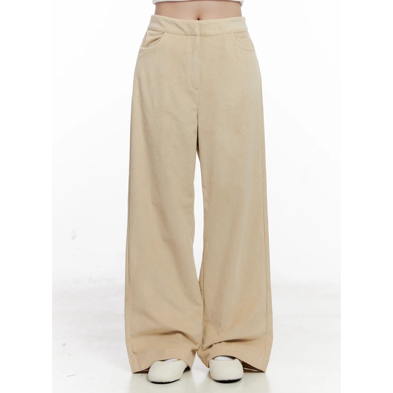 Corduroy Wide Leg Pants CO524 Beige S