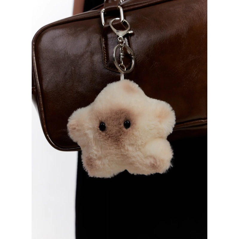 Fluffy Star Charm Keychain IO527 Beige One Size