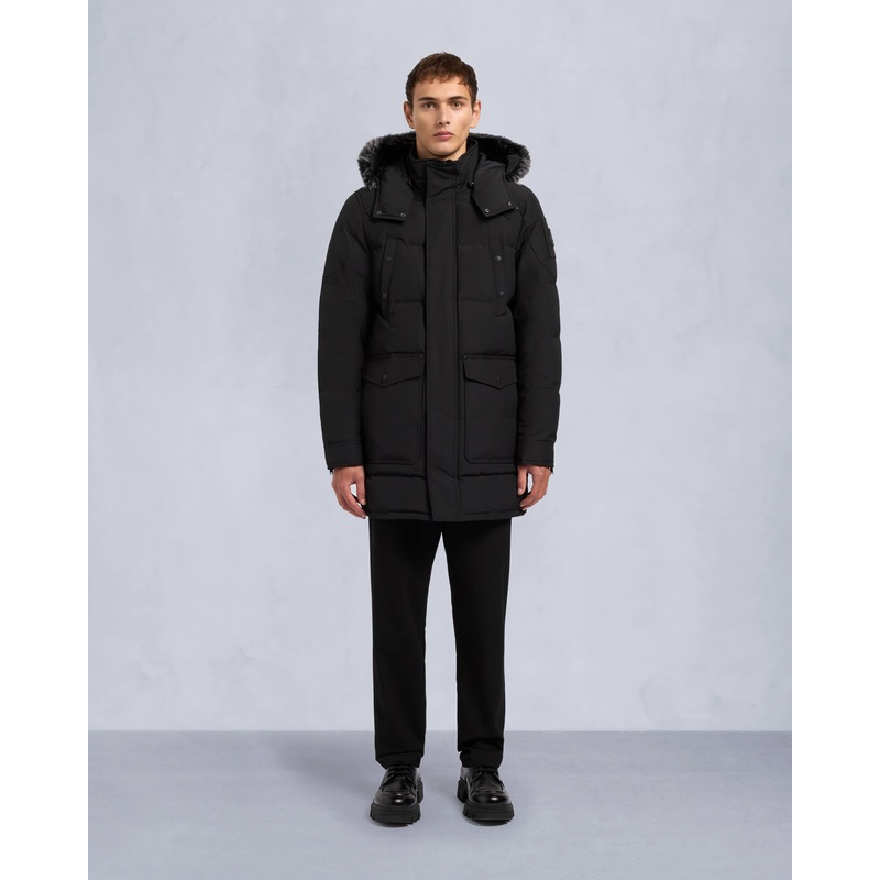 ONYX SHEARLING TRIM BIG RIDGE PARKA BLACK/ICE S