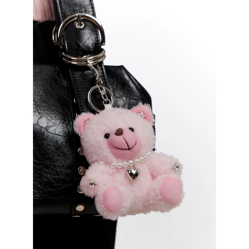 Pink Teddy Bear Charm Keychain IO527 Pink One Size
