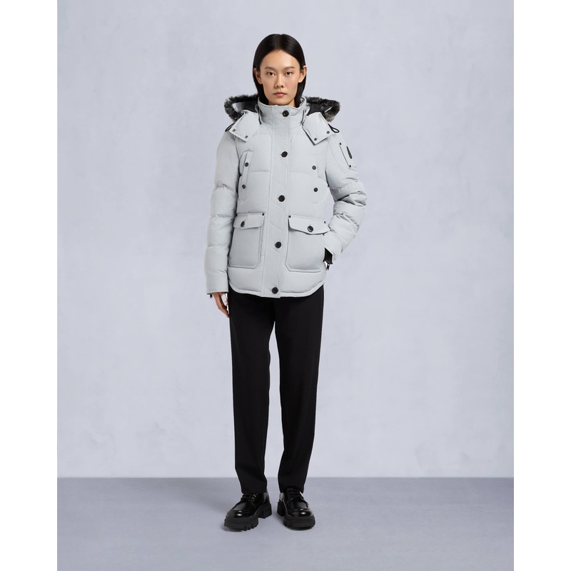 ONYX ANGUILLE SHEARLING TRIM JACKET GREY BIRCH/ICE XS