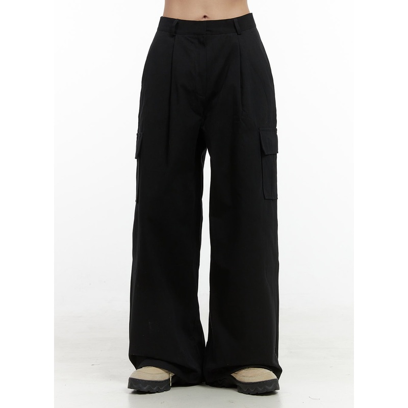 Cargo Cotton Wide Fit Pants OS409 Black S