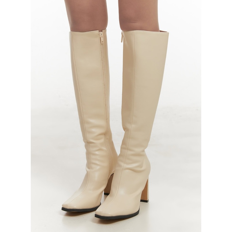 Classic Faux-Leather Knee-High Boots CJ514 Light beige 225 / US5.5