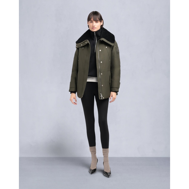 ORIGINAL AURORA SHEARLING TRIM JACKET DARK OLIVE/BLACK XXS