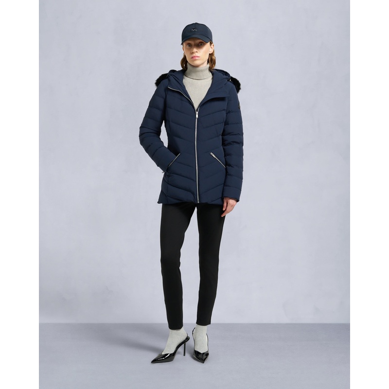 ROSELAWN SHEARLING TRIM JACKET NAVY/BLACK XXS