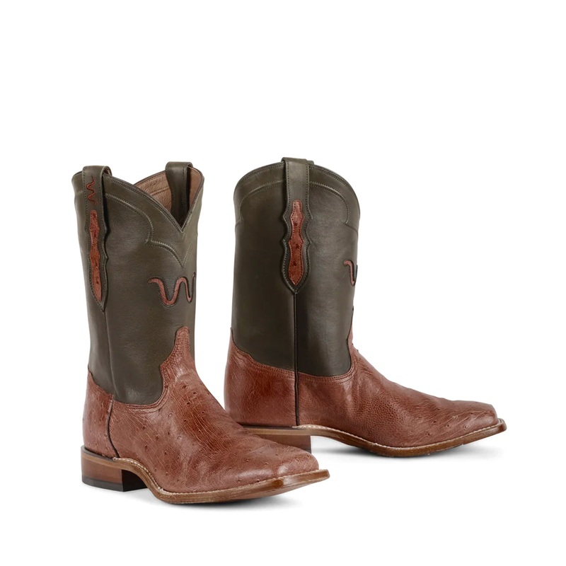 Mens Two-Tone Smooth Ostrich Dress Boot 8 D Width