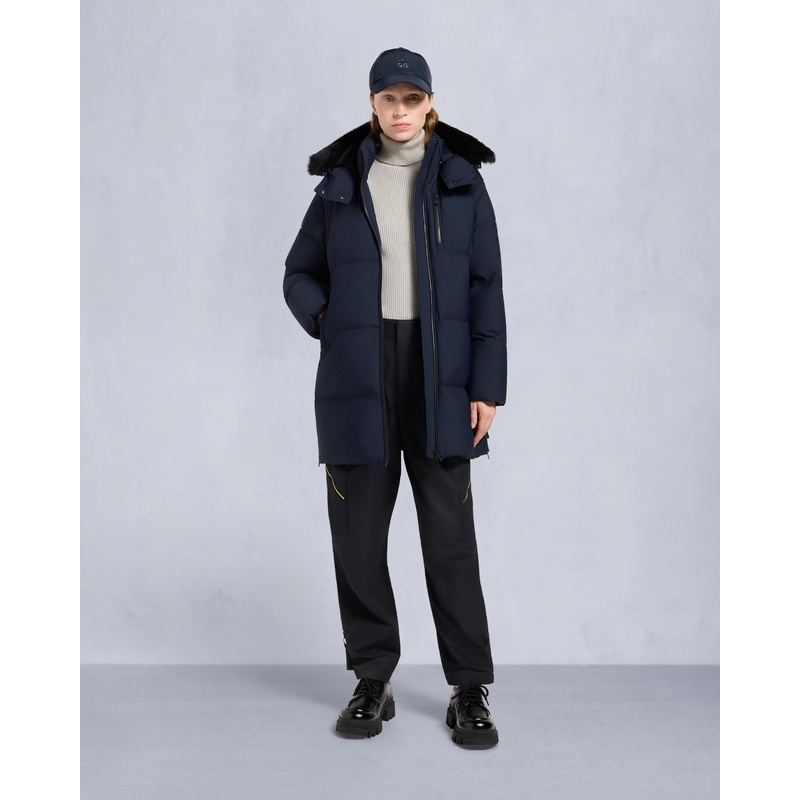 NYLUXE CHELIA SHEARLING TRIM 3Q JACKET NAVY/BLACK XXS