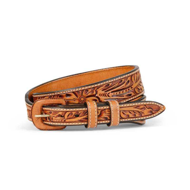 Tapered Floral Belt COGNAC 32