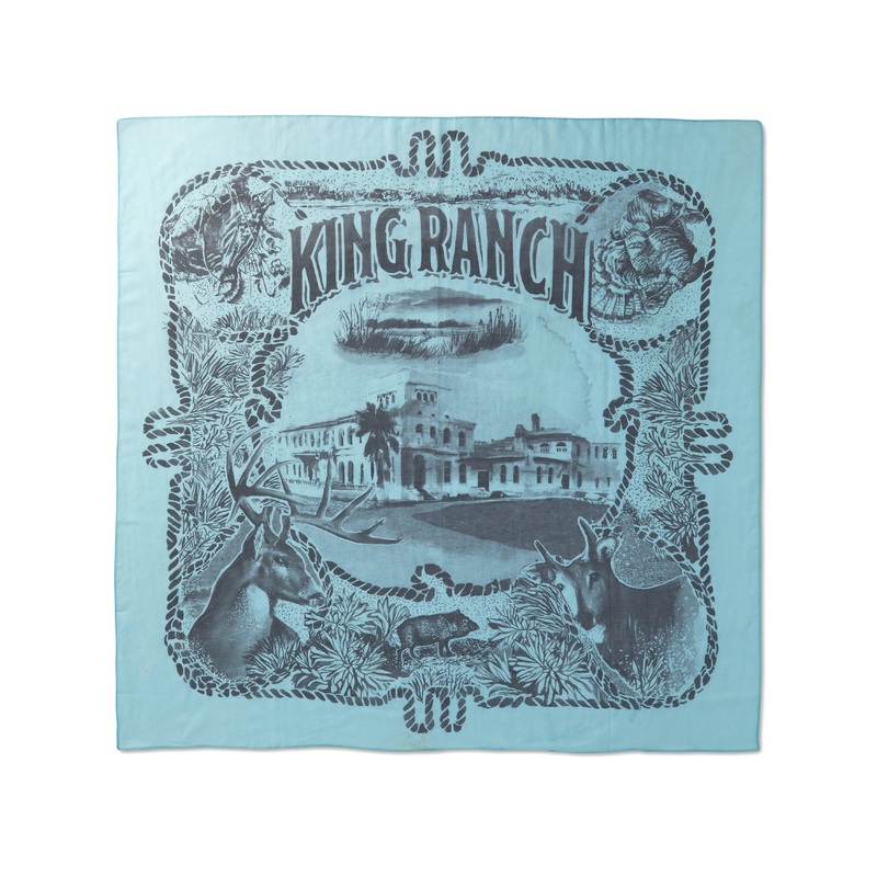 King Ranch Main House and Wildlife Scarf Blue