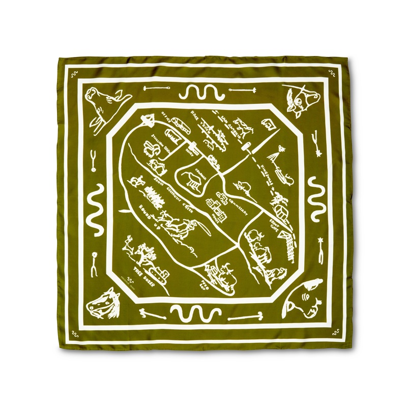 Loop Road Silk Scarves 36 X 36 Olive