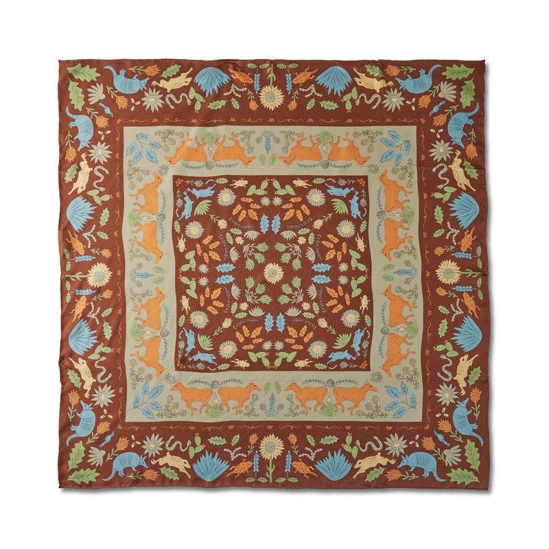 South Texas Wildlife Silk Scarf Brown