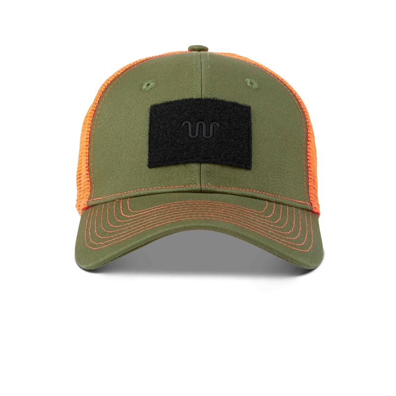 Hook & Loop Curved Bill Meshback Snapback Cap Olive
