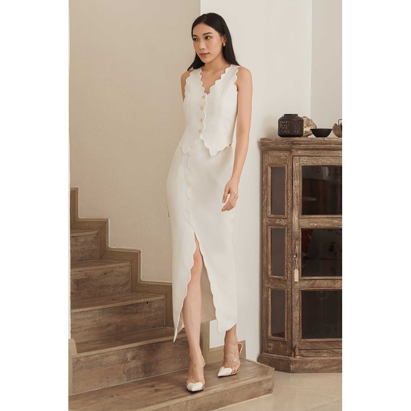 Diuxe Scallop Skirt (White) XS White