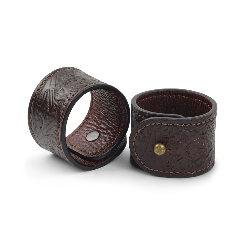 Tooled Leather Napkin Rings, Set of 2 CHOCOLATE