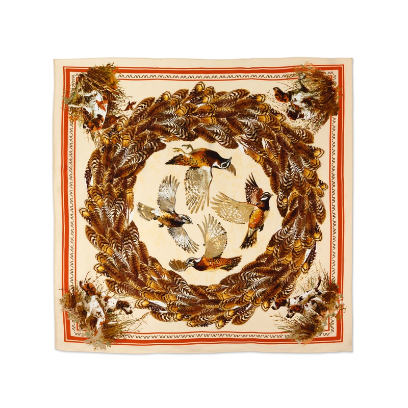 Flush Of Quail Silk Scarf CREAM
