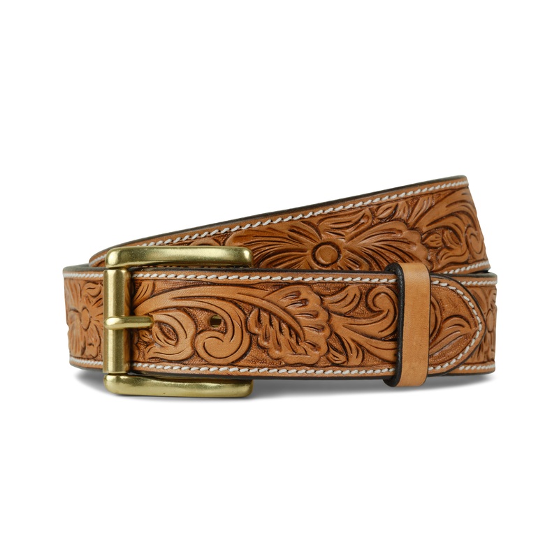Oak Motte Tooled Belt SADDLE TAN 30