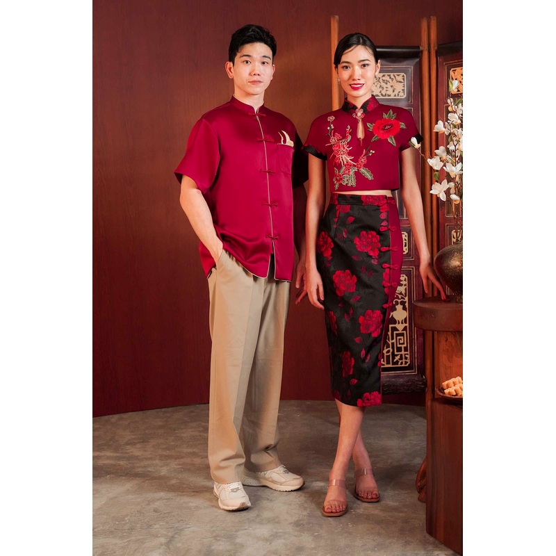 Yichen Men Shirt (Maroon) S Maroon