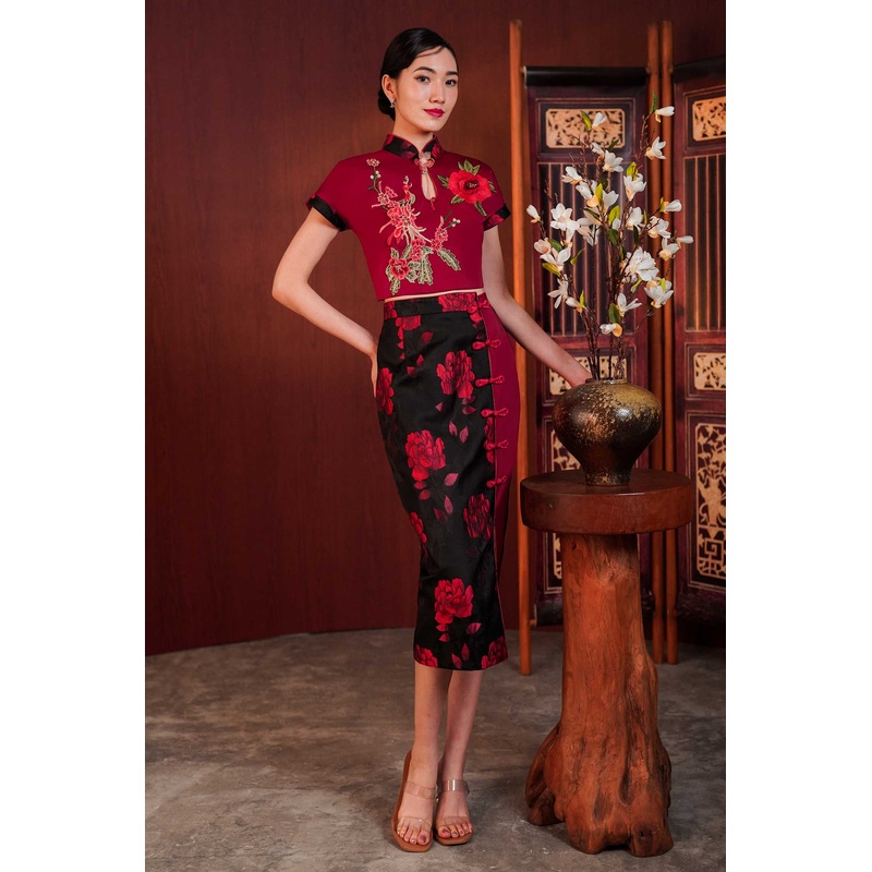 Ai Qipao Skirt Only (Maroon) XS Maroon