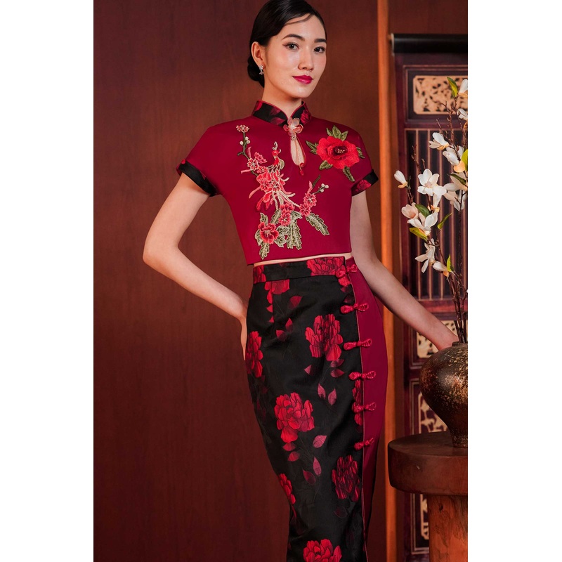 Ai Qipao Top Only (Maroon) L Maroon