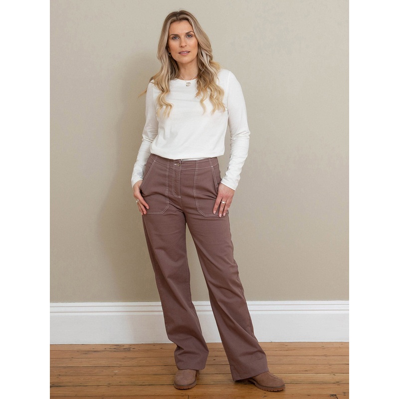 Evershot wide leg twill trousers mocha 6