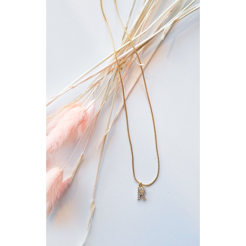 Twisted Baubles- Gold Pave Initial Necklace A