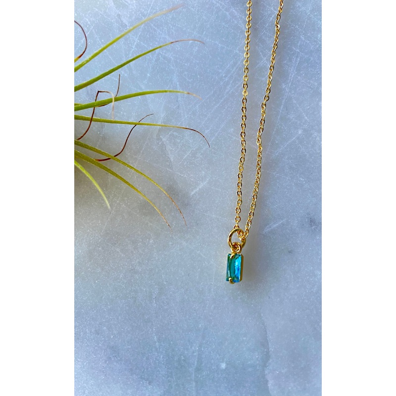 Twisted Baubles – Rectangle Stone Necklace w/ Colour Options Turquoise