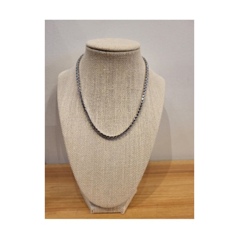 Twisted Baubles- Cubic Zirconia Tennis Necklace 15″ Gold