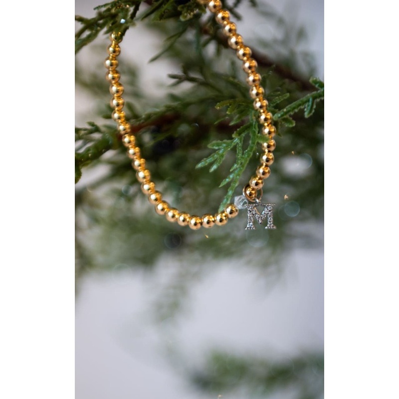 Twisted Baubles- Initial Pave Svarowski Gold Plated Bracelet A