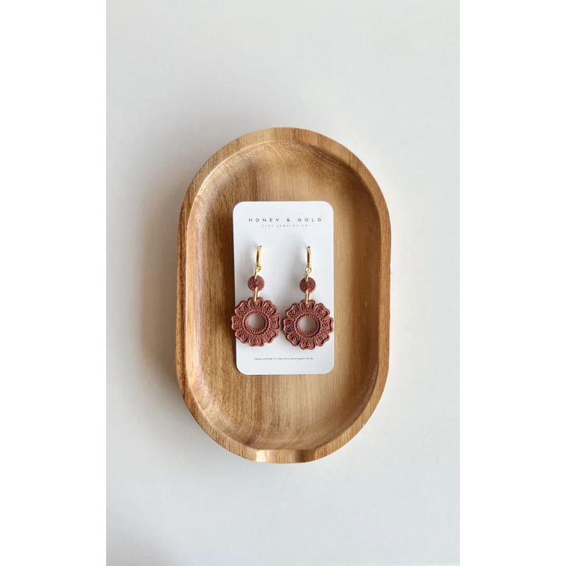Honey & Gold Jewelry Co- Florin Earrings Cavern Clay