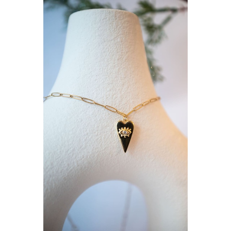 Twisted Baubles- Evil Eye Heart Necklace