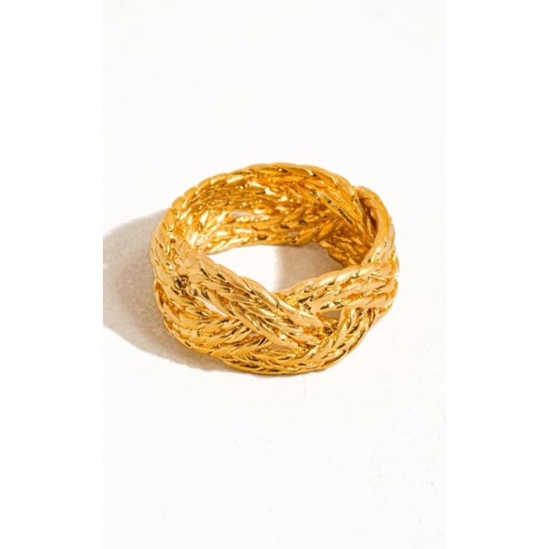 Flnerie – Celeste 18K Gold Vintage Twisted Bold Ring 7