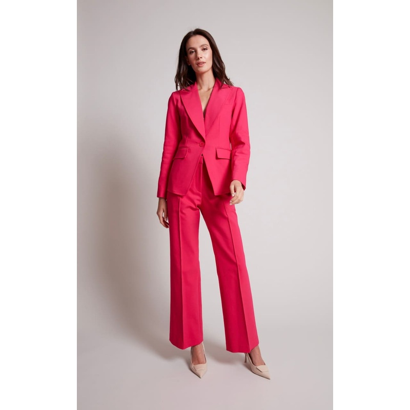 Adroit Atelier- Preston Straight Leg Stretch Trouser With Pin Tuck in Raspberry 2