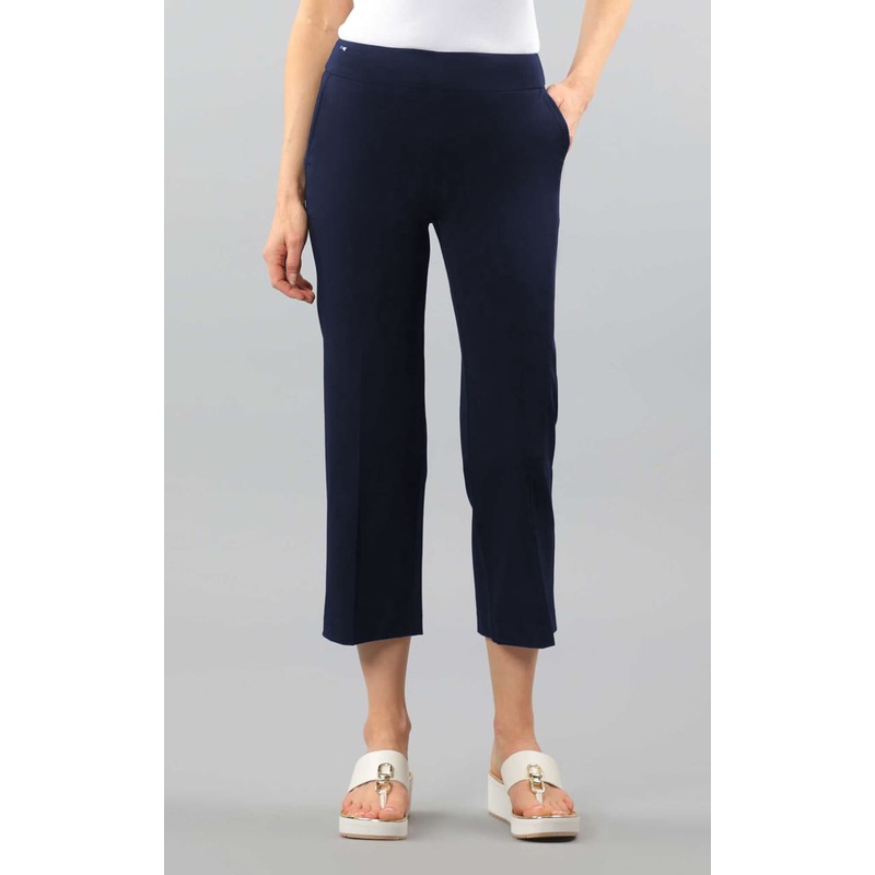 Lisette- Kathryne Fabric 24″ Crop Pant with Pockets in Midnight Blue 2