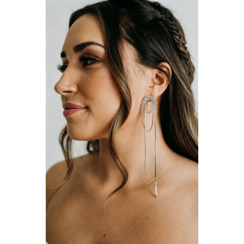 Luna + Stone- Shoulder Grazing Earrings