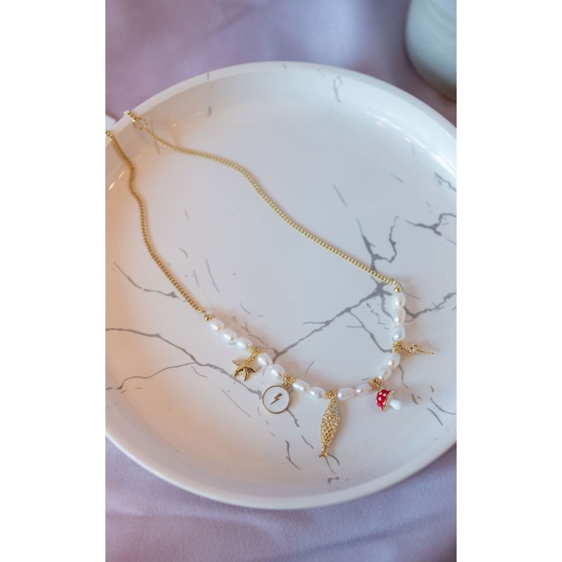 Twisted Baubles-Seaside Pearl Charm Necklace