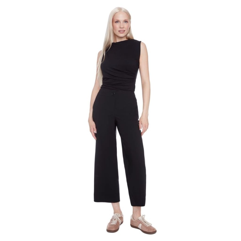 ILTM- Jackie Solid Amalfi Wide Leg Cropped Pant in Black XS
