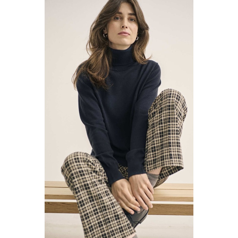 Part Two- Ilisan Cropped Pant Dark Navy Check XS