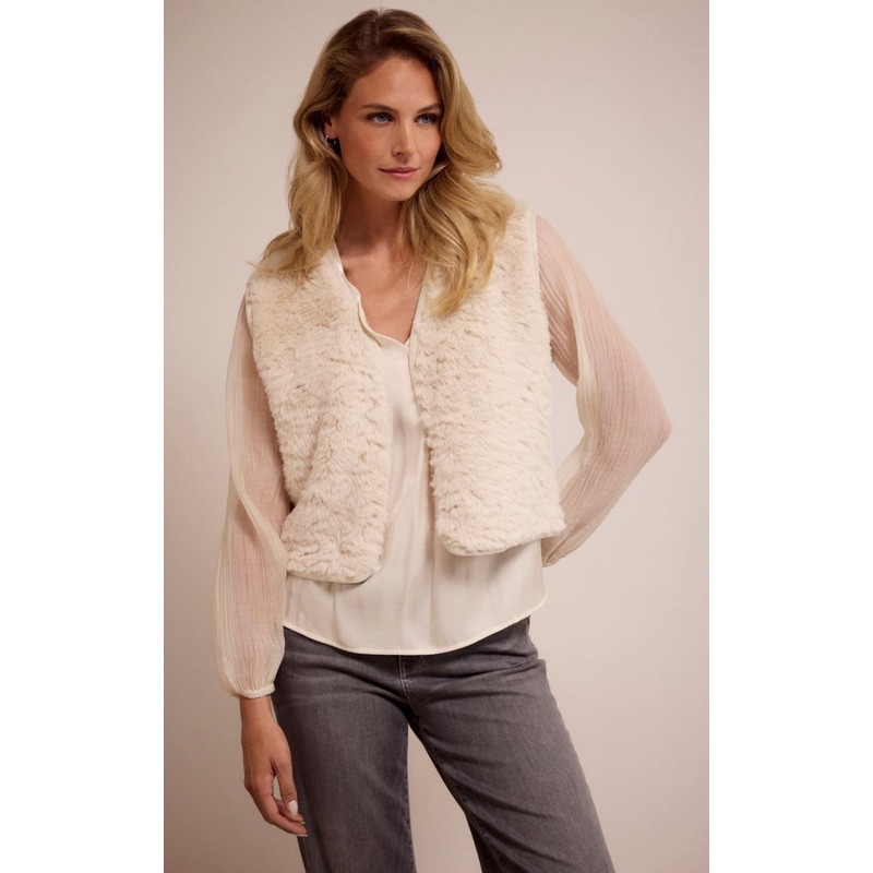 Tramontana – Faux Fur Vest in Stone S/M