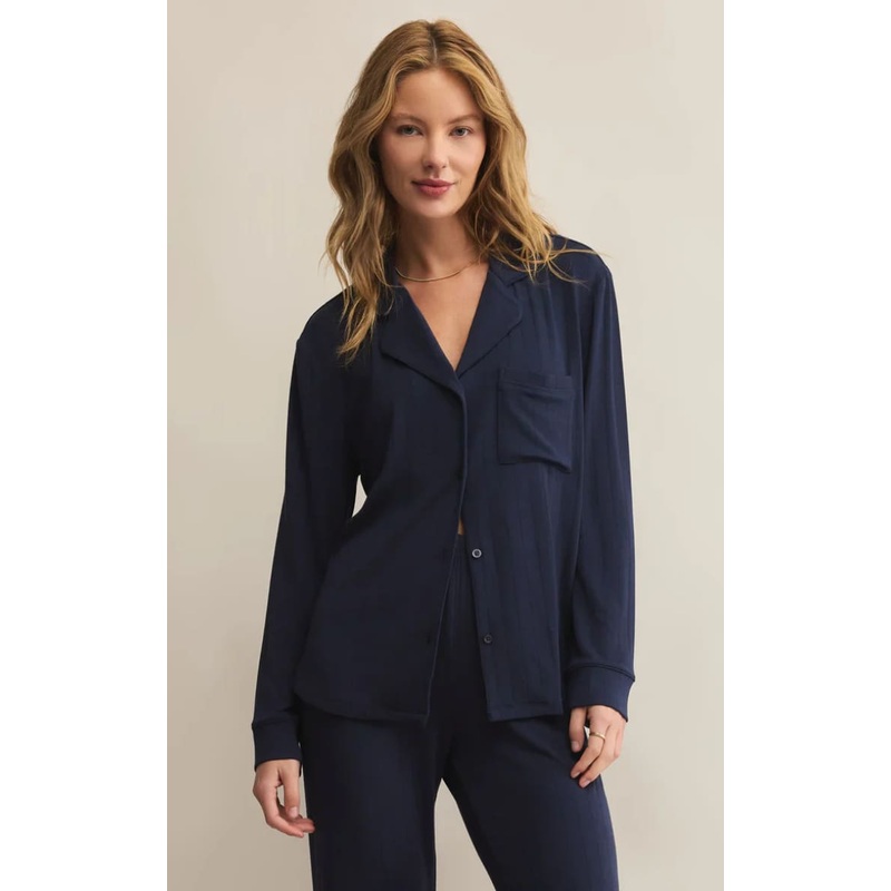 Z SUPPLY- Classique Rib Long Sleeve Top in Eclipse S