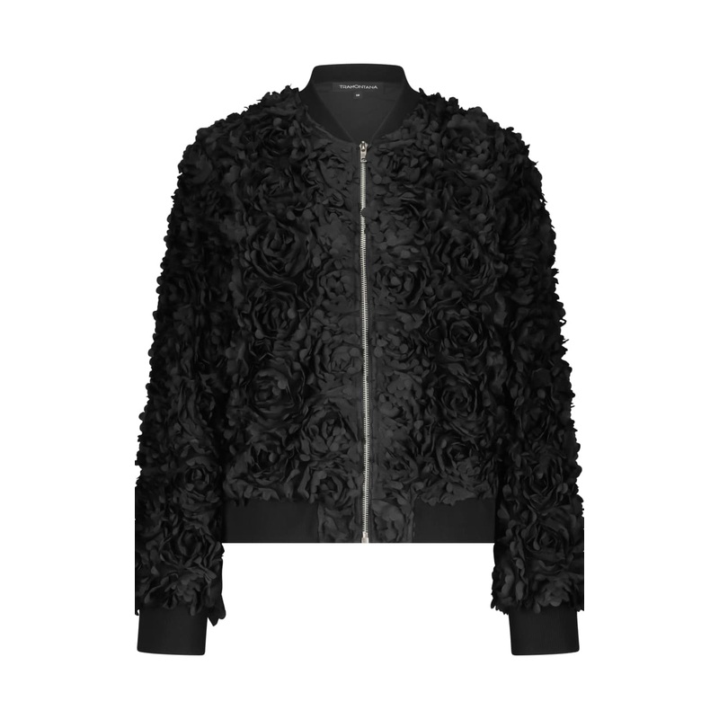 Tramontana – 3D Flowers Bomber Jacket in Black 2