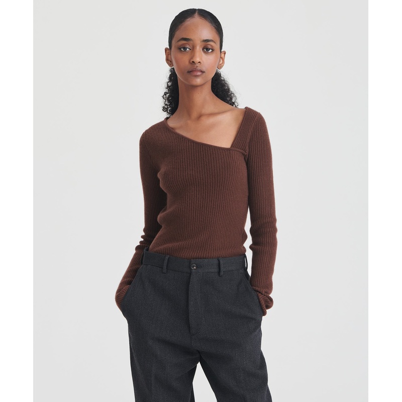 Signature Cashmere Fitted Asymmetrical Sweater Black XXS