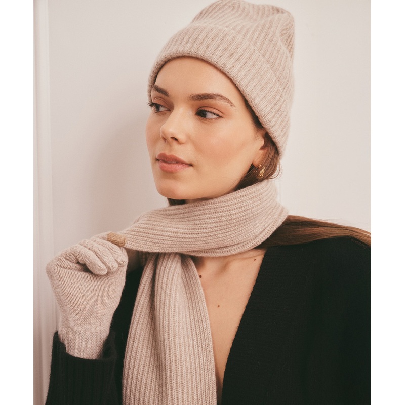 Signature Cashmere Ribbed Scarf Oat OS