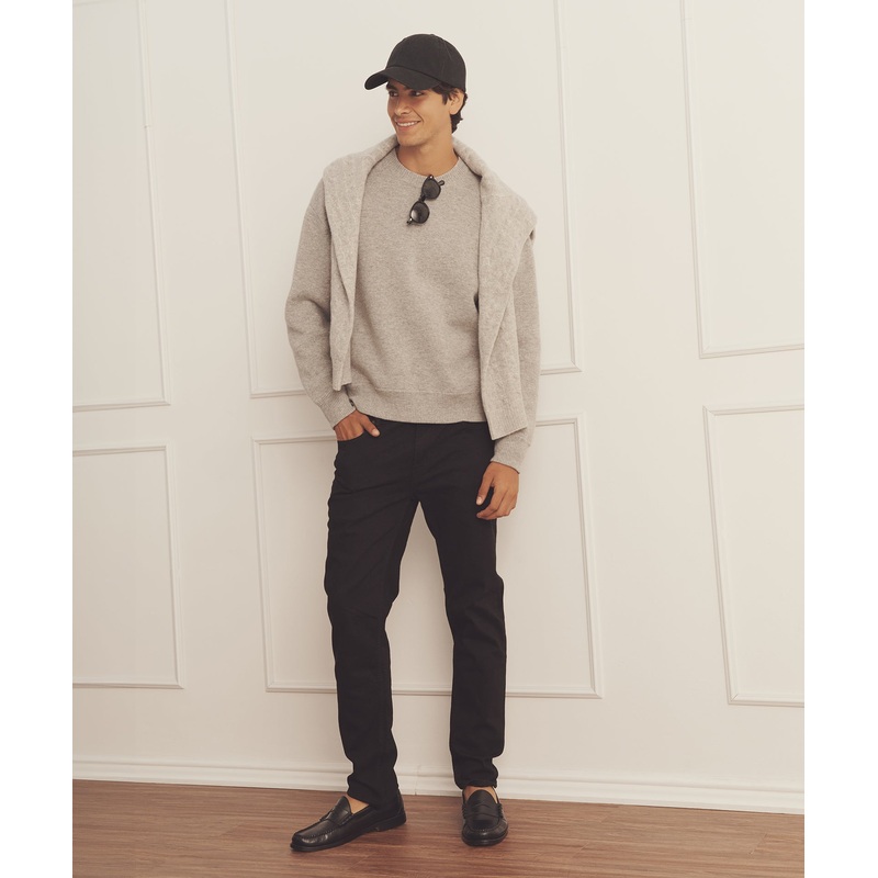 Luxe Cashmere Double Faced Crewneck Cement/Granite XS
