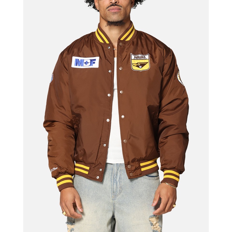 Mitchell & Ness Hawthorn Hawks Team Bomber Jacket Brown S